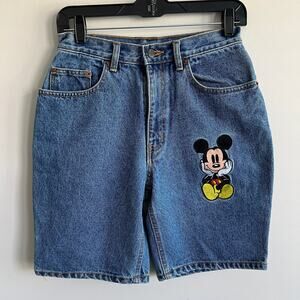 Disney Women's Blue Jean Shorts with Mickey Mouse
